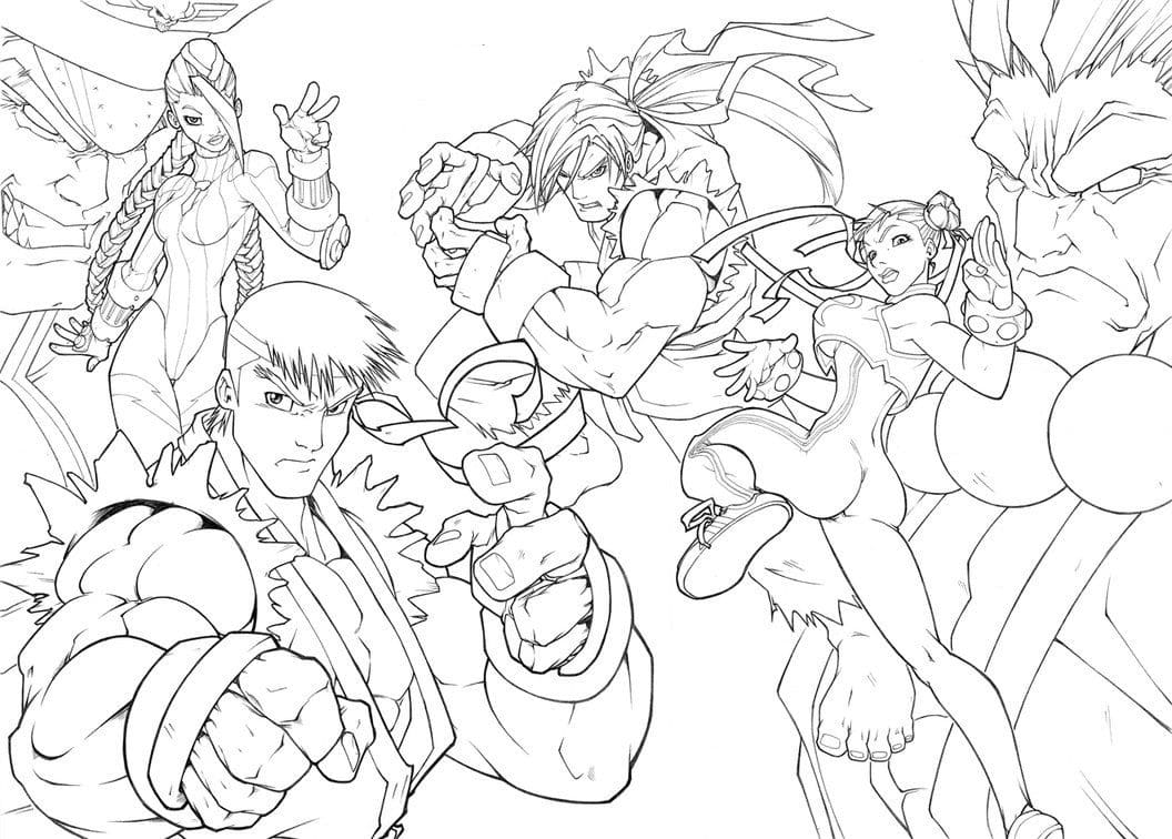 Desenho de Personagens de Street Fighter para Colorir e Pintar