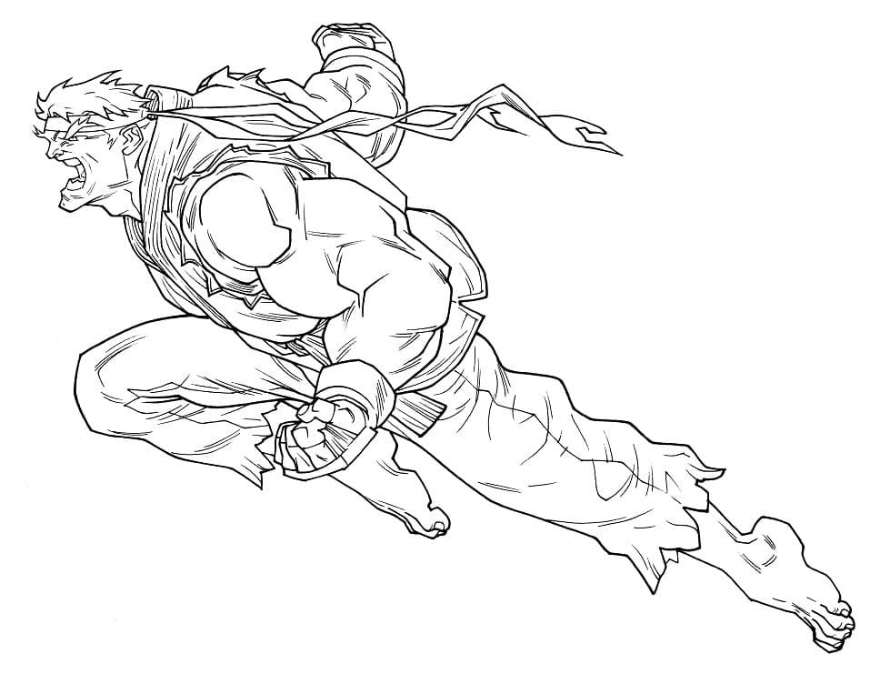 Desenho de Ryu de Street Fighter para Colorir e Pintar