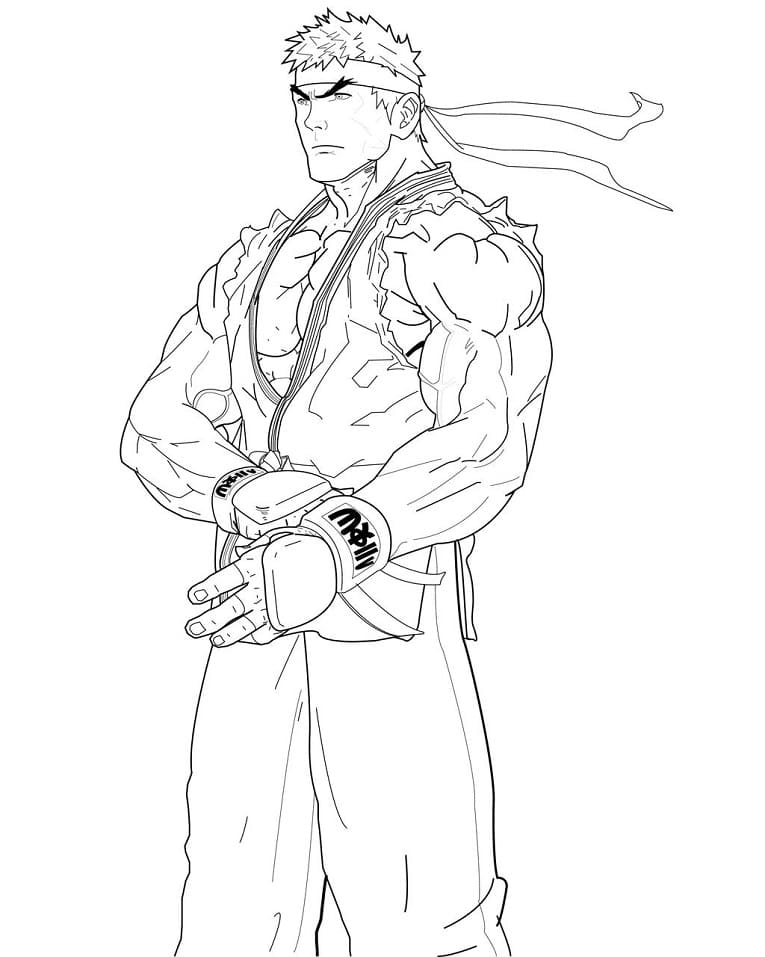 Desenho de Ryu Street Fighter para Colorir e Pintar