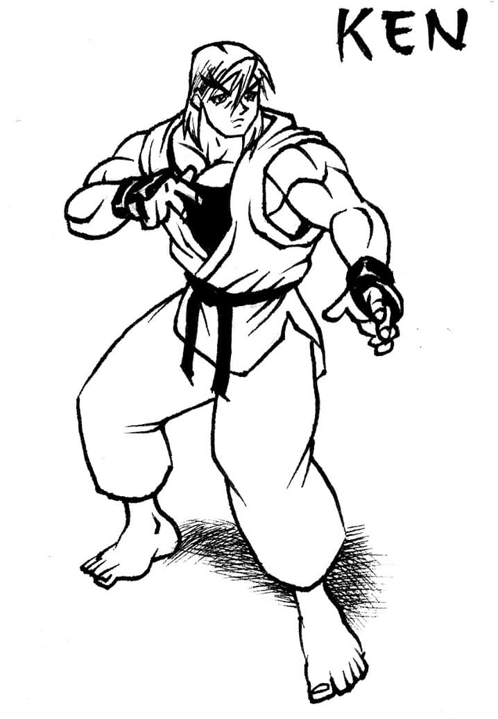 Desenho Ken Street Fighter para Colorir e Pintar