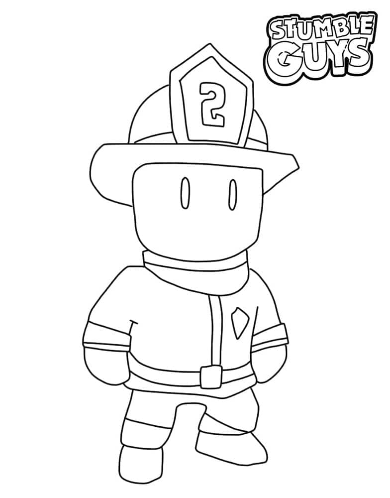 Desenho de Fireman Torch Stumble Guys para Colorir e Pintar