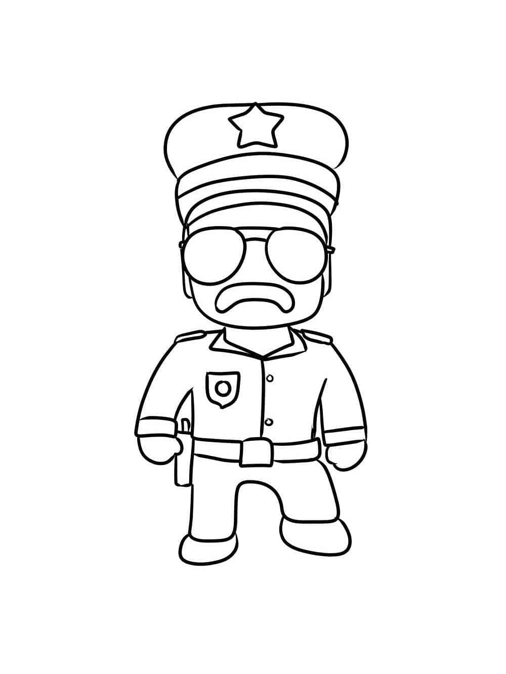 Desenho de Polícia Stumble Guys para Colorir e Pintar
