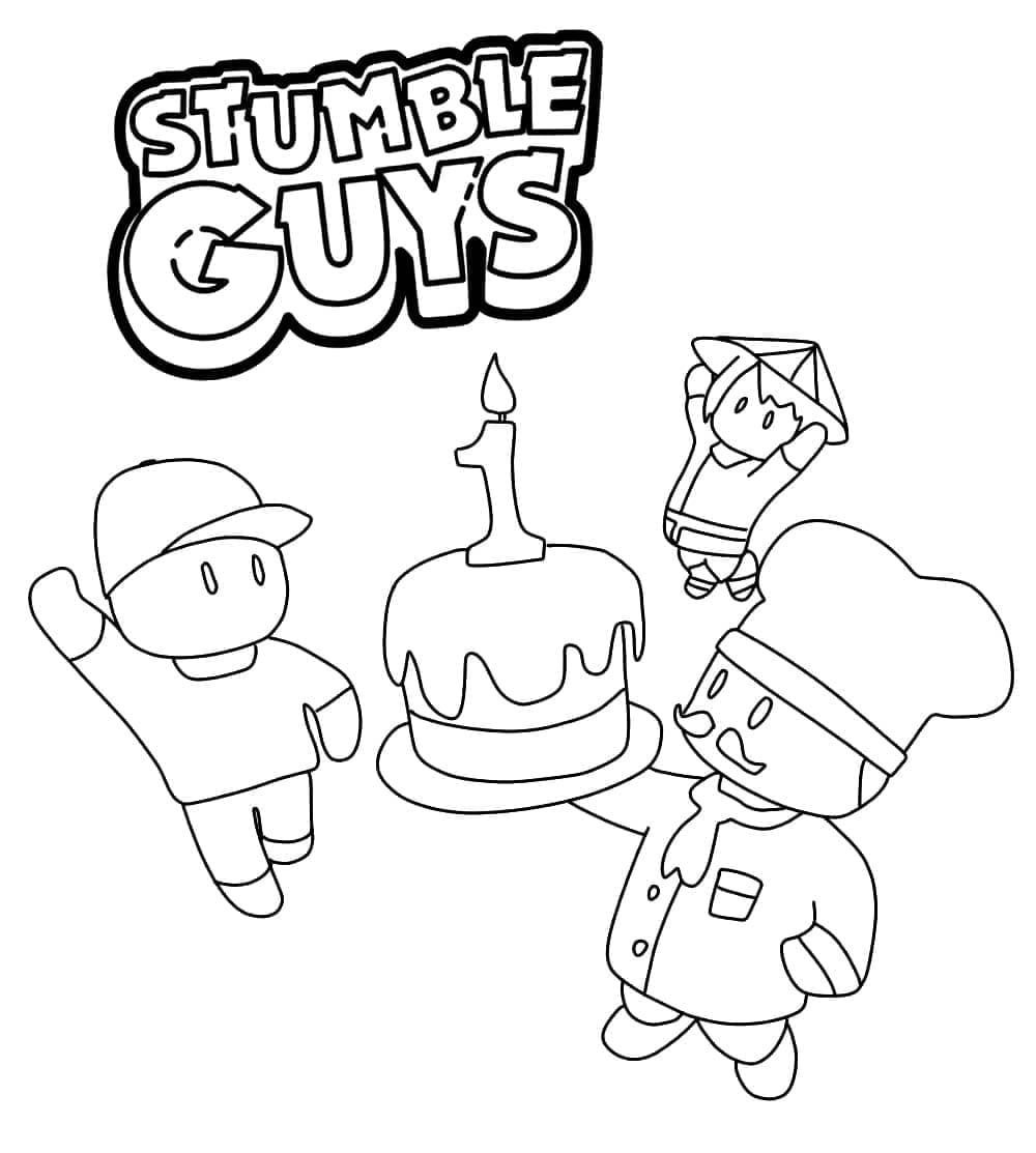 Desenho de Stumble Guys Imprimivel Grátis para Colorir e Pintar