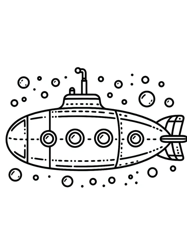 Desenho de Submarino Grátis para Colorir e Pintar