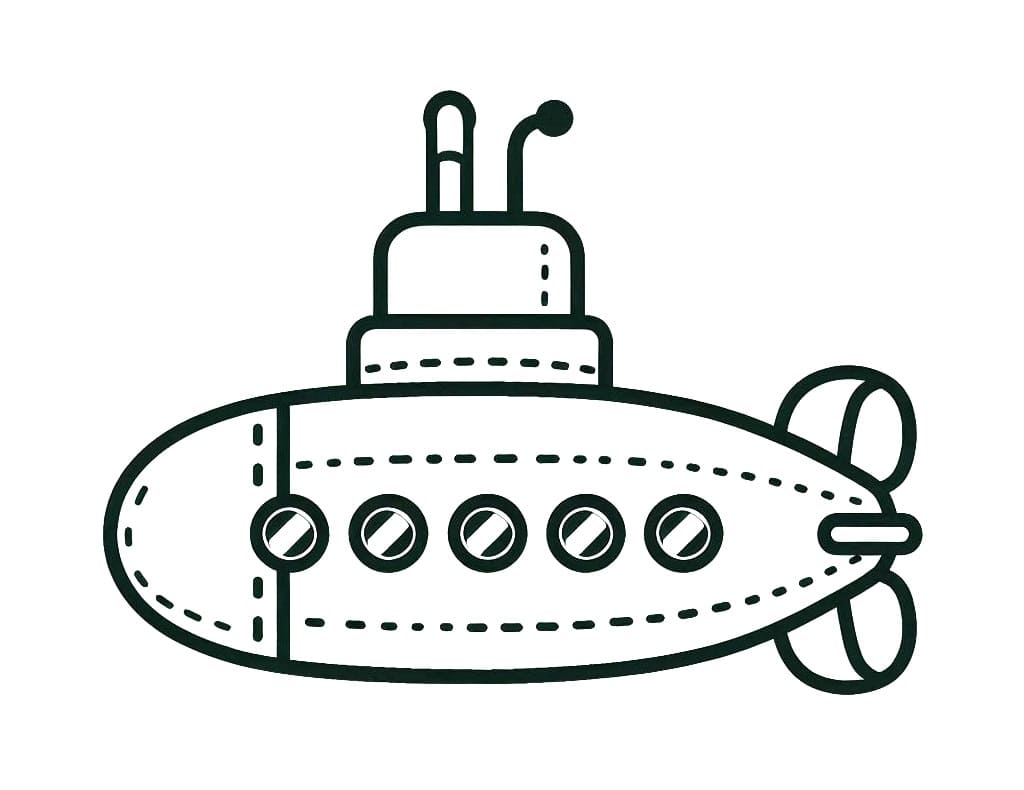 Desenho de Submarino Normal para Colorir e Pintar