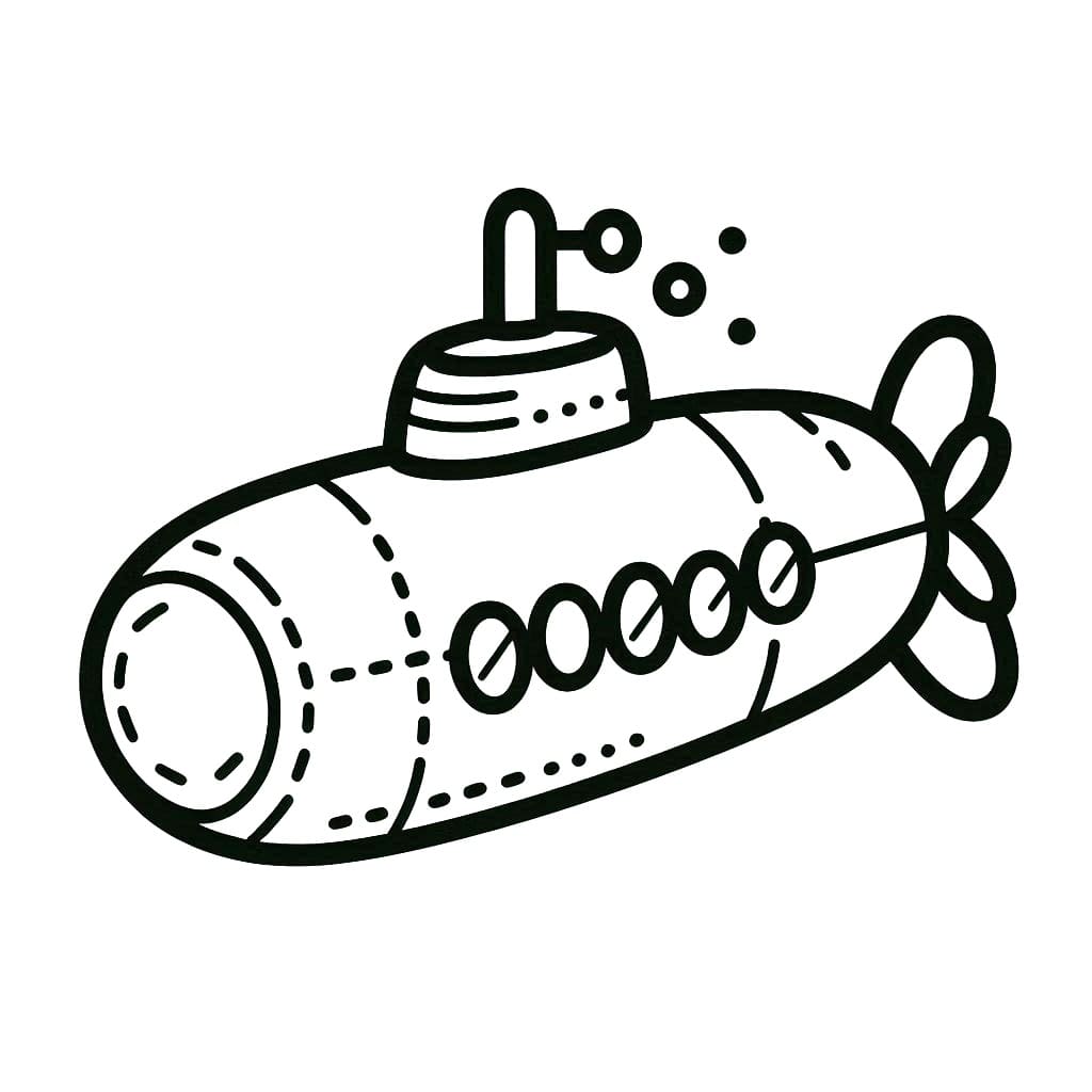 Desenho de um Submarino para Colorir e Pintar