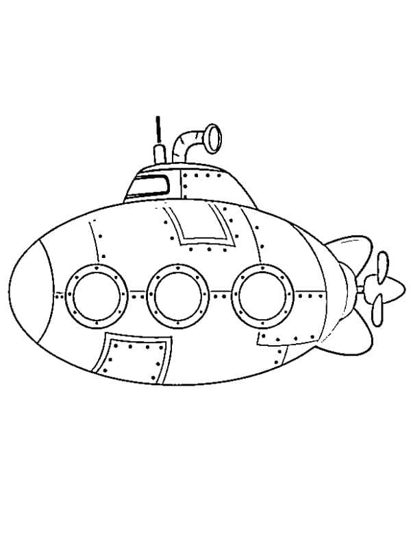Desenho Imprimivel de Submarino para Colorir em Pdf e Pintar
