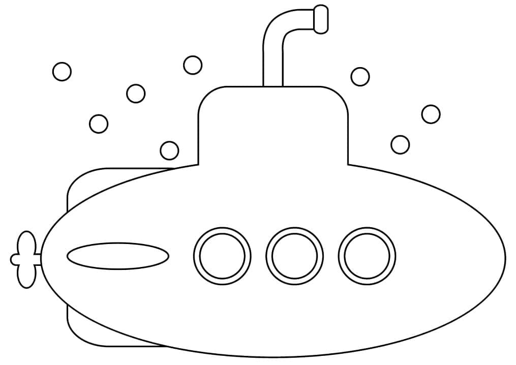 Desenho Submarino Fácil para Colorir e Pintar