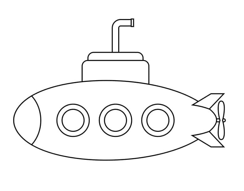 Desenho Submarino Simples para Colorir e Pintar