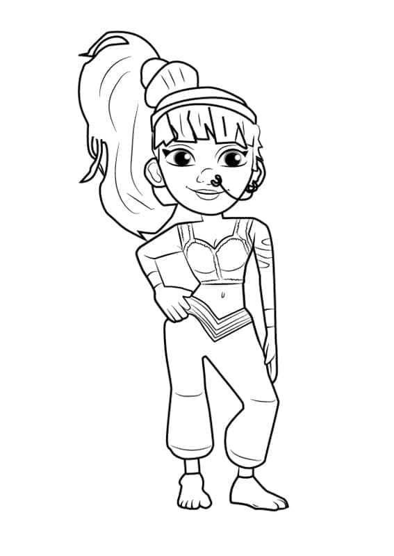 Desenho de Amira de Subway Surfers para Colorir e Pintar