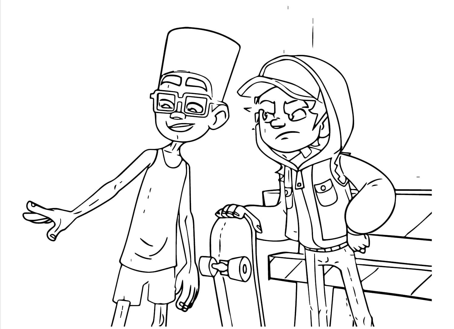 Desenho de Fresh e Jake de Subway Surfers para Colorir e Pintar