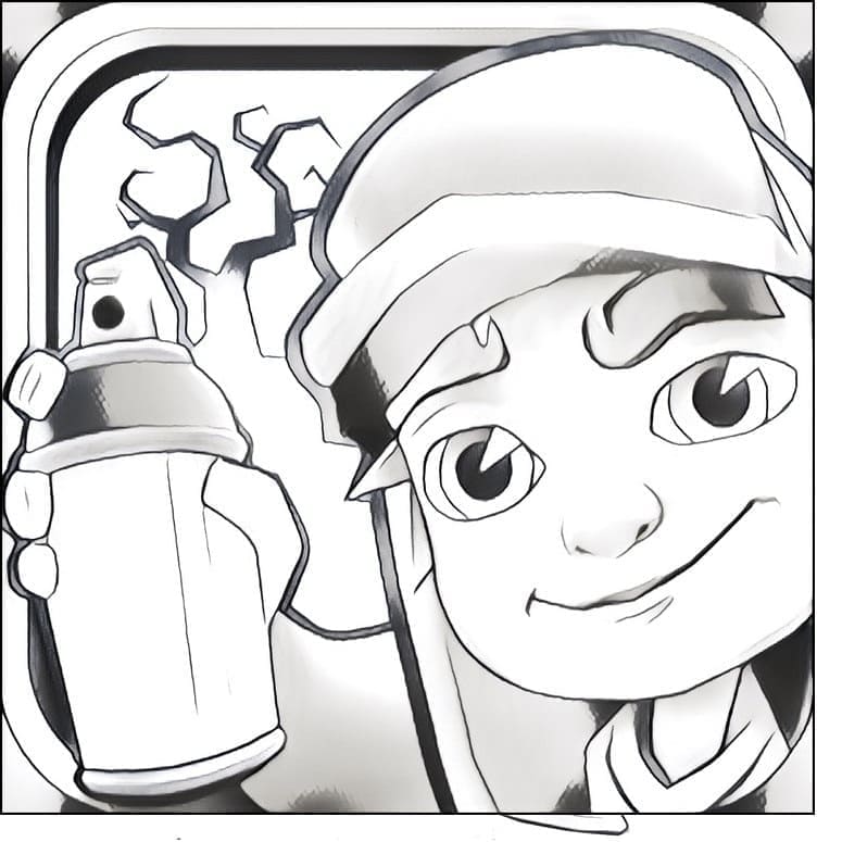 Desenho de Jogo Subway Surfers Grátis para Crianças para Colorir e Pintar