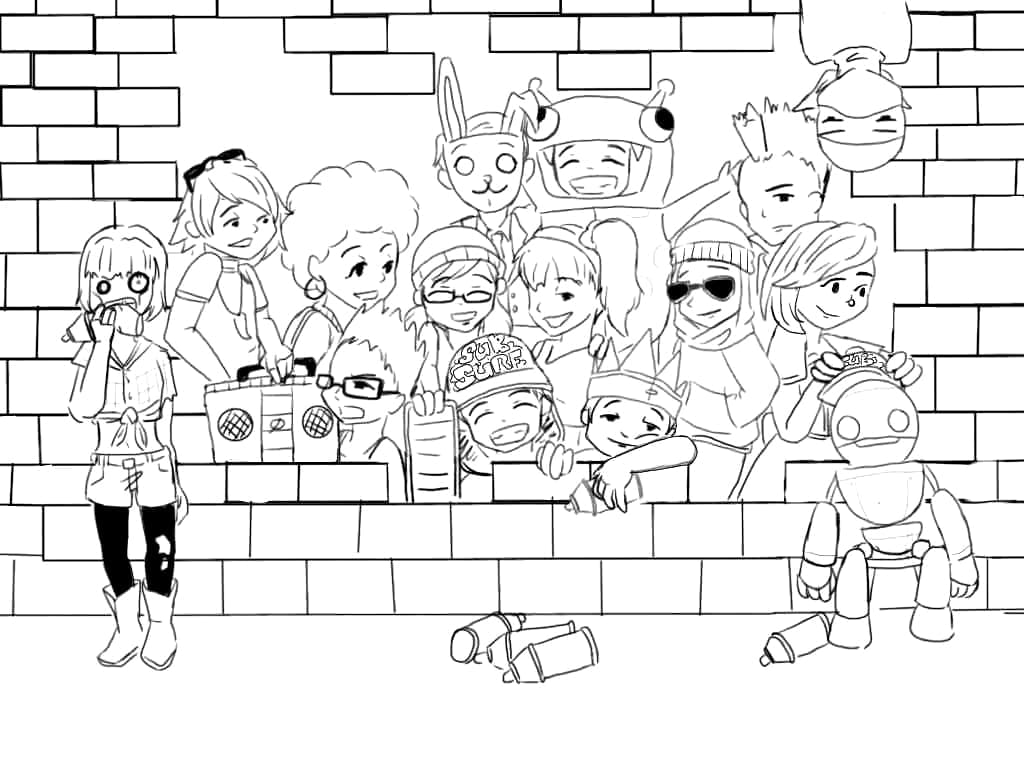 Desenho de Jogo Subway Surfers Imprimivel para Crianças para Colorir e Pintar