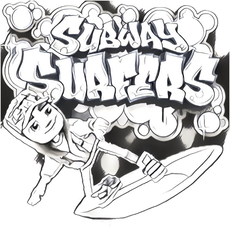 Desenho de Jogo Subway Surfers para Crianças para Colorir e Pintar