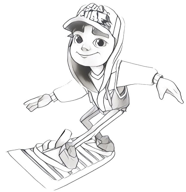 Desenho Imprimivel de Subway Surfers para Colorir e Pintar