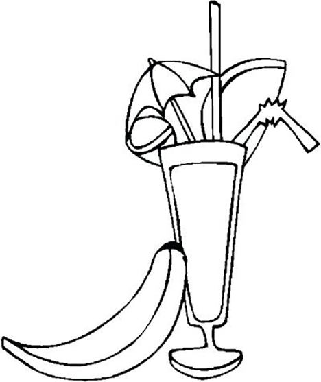 Desenho de Suco de Banana para Imprimir em Pdf e Pintar