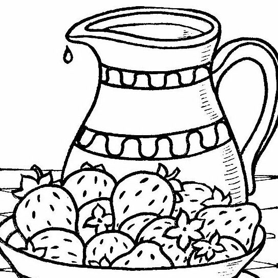 Desenho de Suco de Morango para Colorir com Lápis de Cor e Pintar