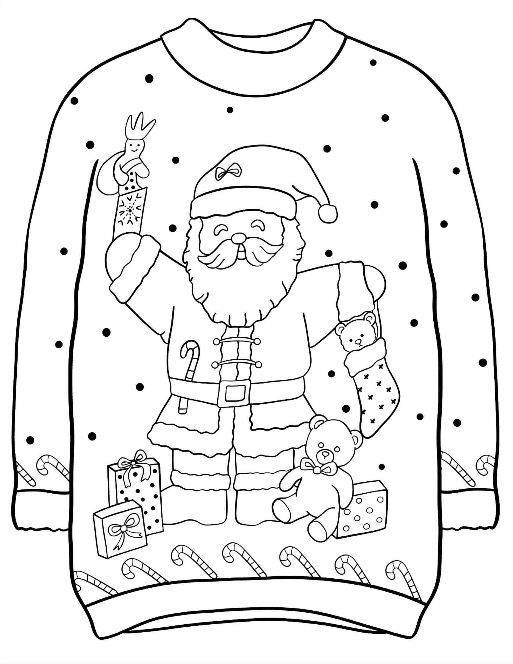 Desenho de Suéter de Natal 8 para Colorir e Pintar
