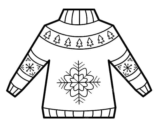 Desenho de Suéter de Natal Simples para Colorir e Pintar