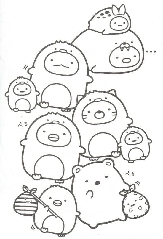 Desenho de Sumikko Gurashi Download Pdf para Colorir e Pintar
