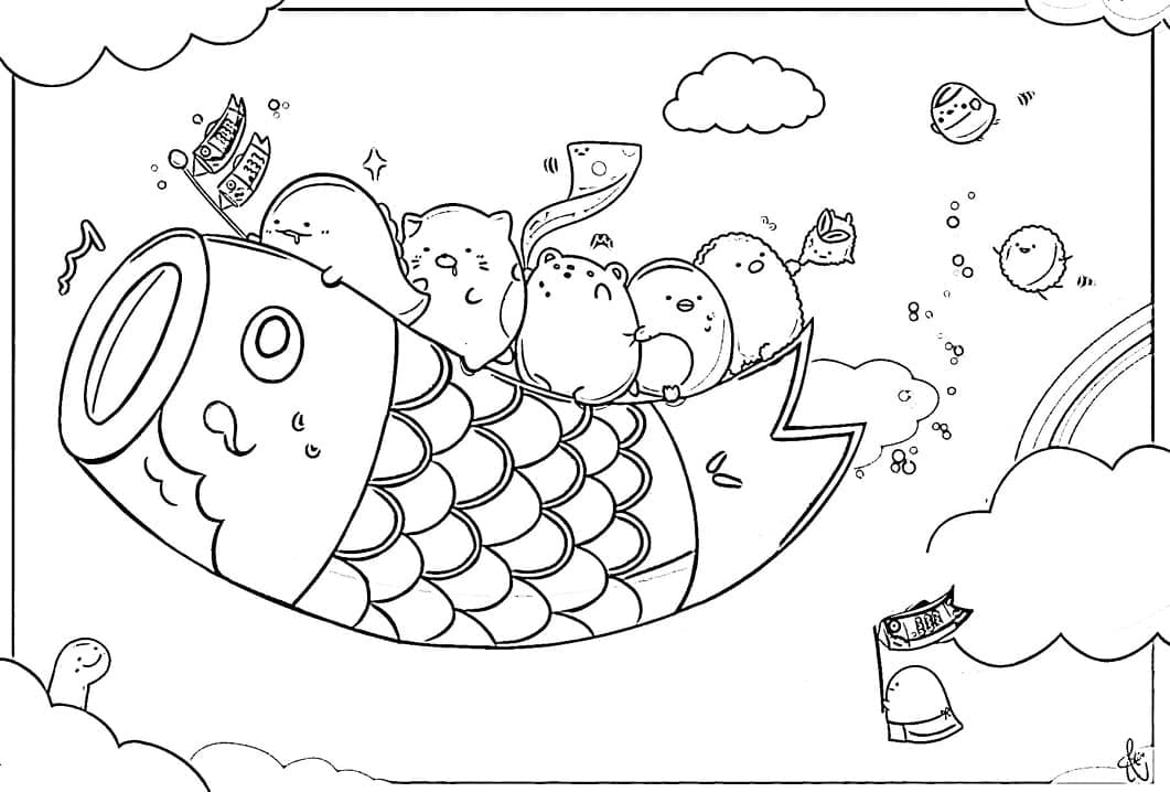 Desenho de Sumikko Gurashi para Colorir Pdf Grátis e Pintar