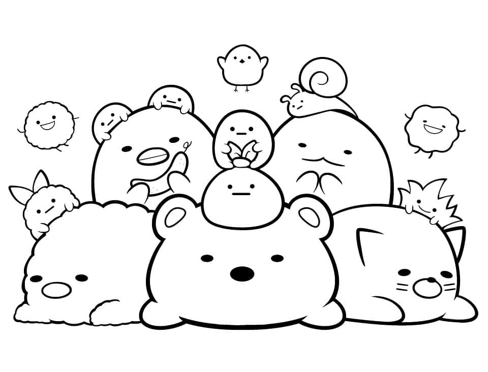 Desenho Pdf Personagens de Sumikko Gurashi Grátis para Colorir e Pintar