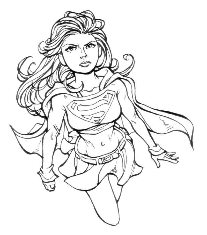 Desenho de Supergirl Está com Raiva para Colorir e Pintar