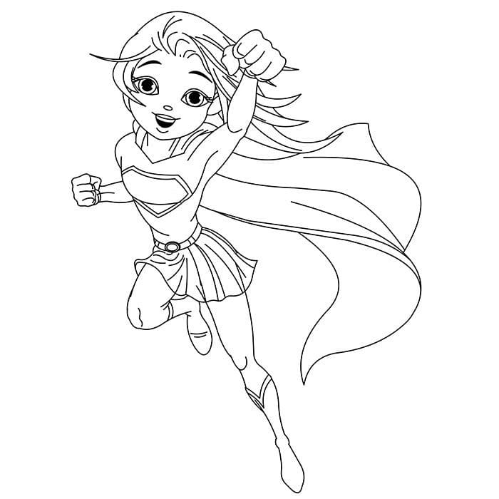Desenho de Supergirl Feliz para Colorir e Pintar