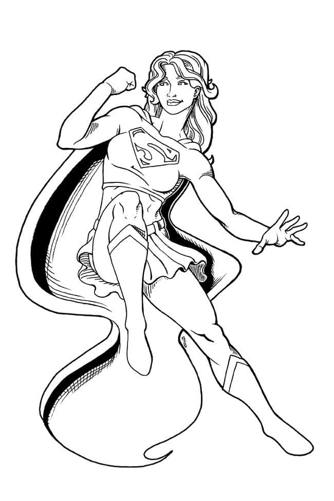 Desenho de Supergirl Fofa para Colorir e Pintar