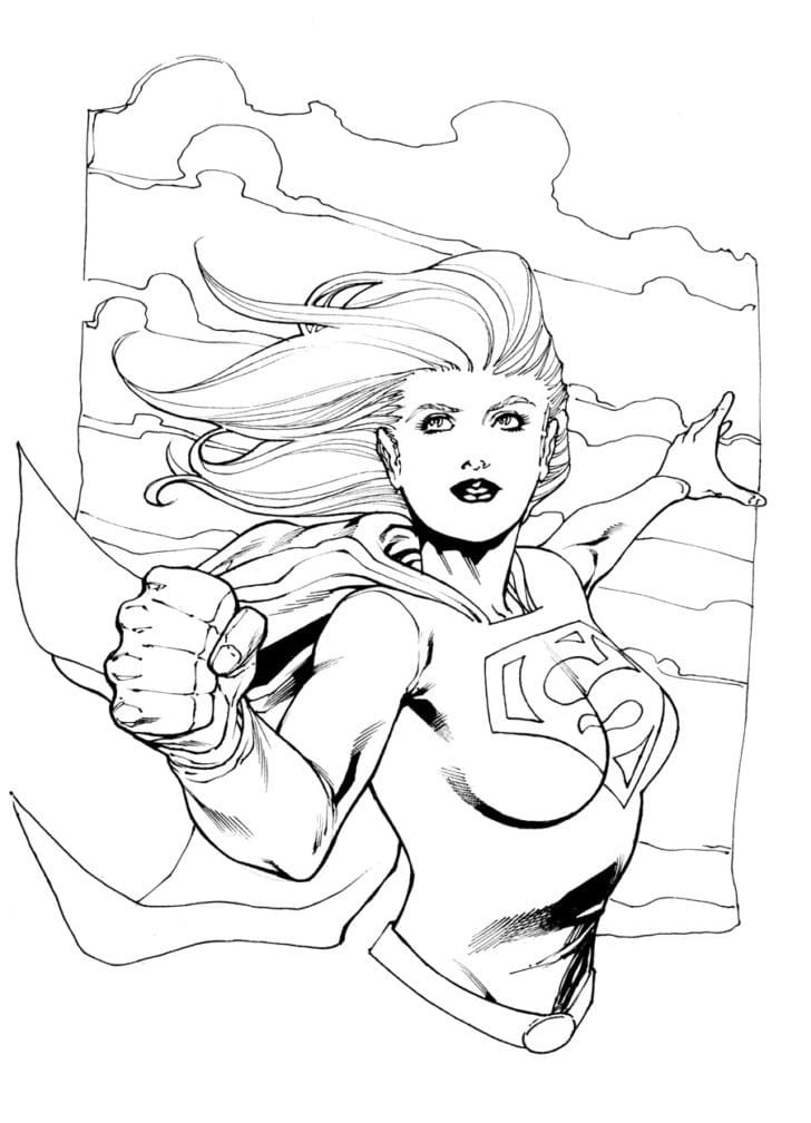 Desenho de Supergirl Imprimivel para Colorir e Pintar