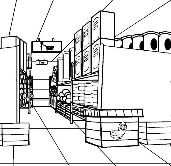 Desenho de Supermercado Grátis para Crianças para Colorir e Pintar