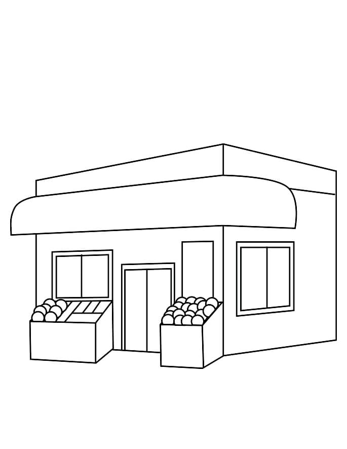 Desenho de Supermercado Simples para Colorir e Pintar