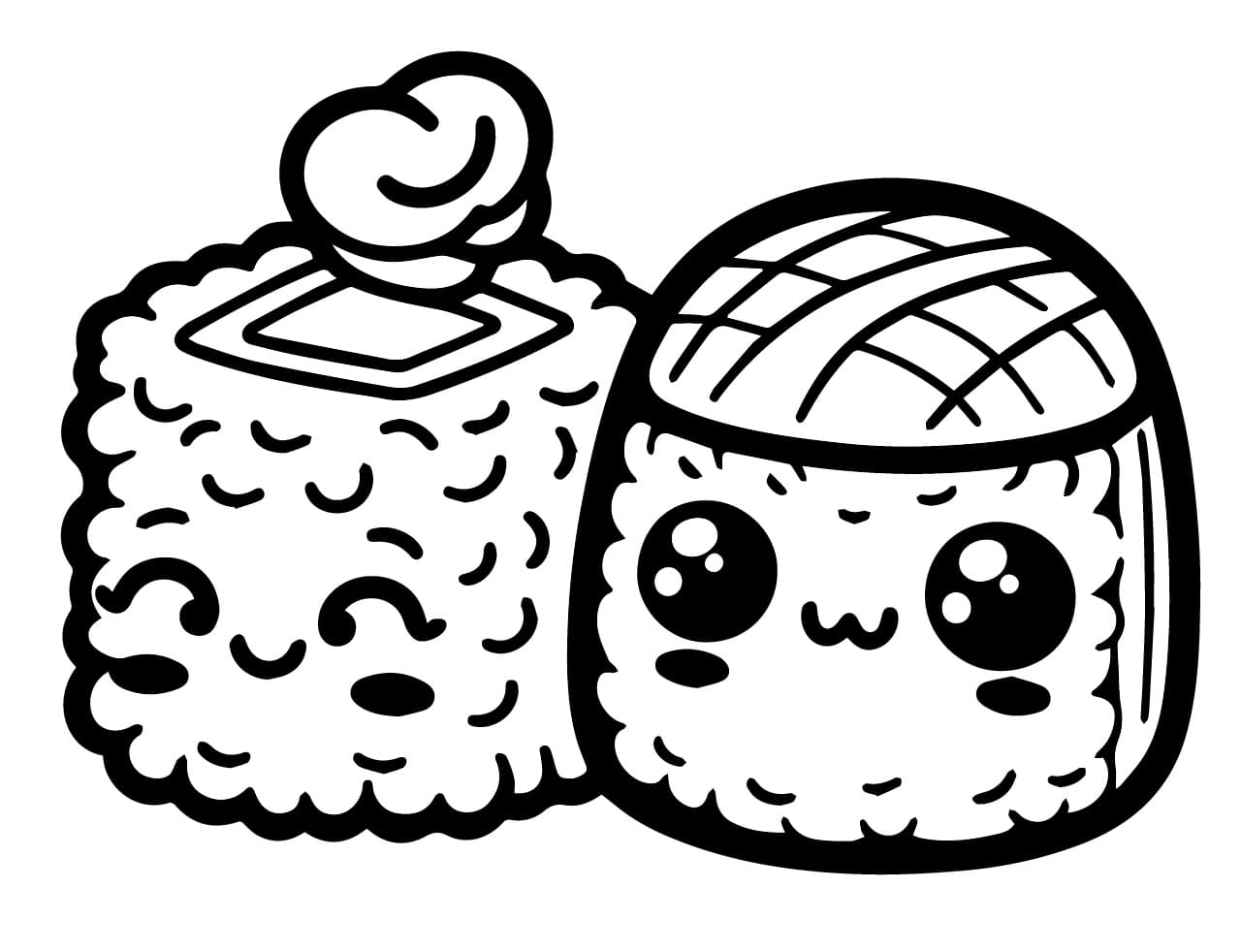 Desenho de Foto de Sushi para Colorir e Pintar