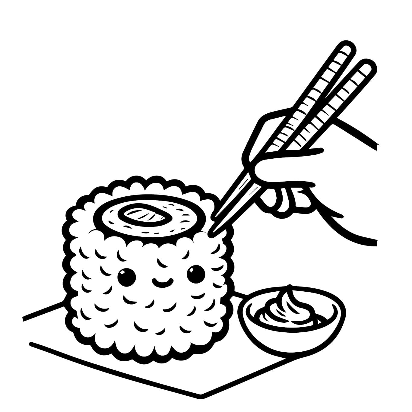 Desenho de Imagem de Sushi para Colorir e Pintar