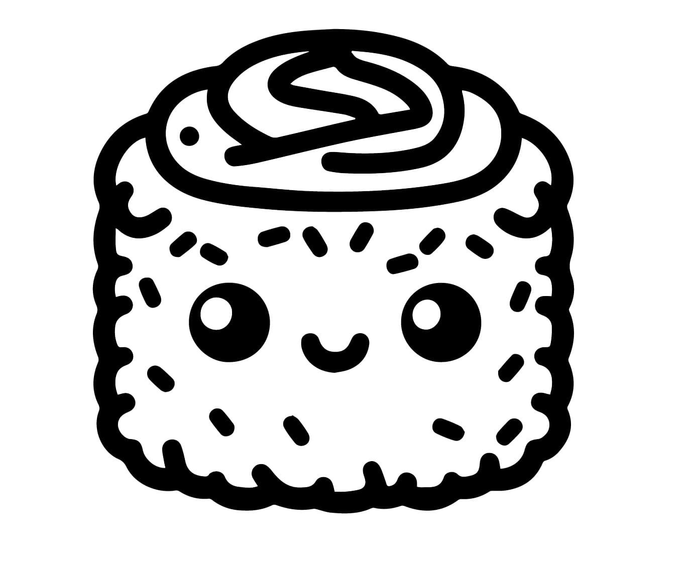 Desenho de Sushi Fofo para Colorir e Pintar