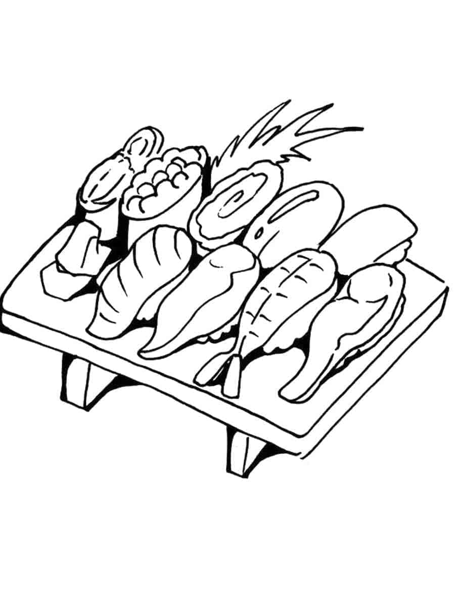 Desenho de Sushi para Crianças para Colorir e Pintar