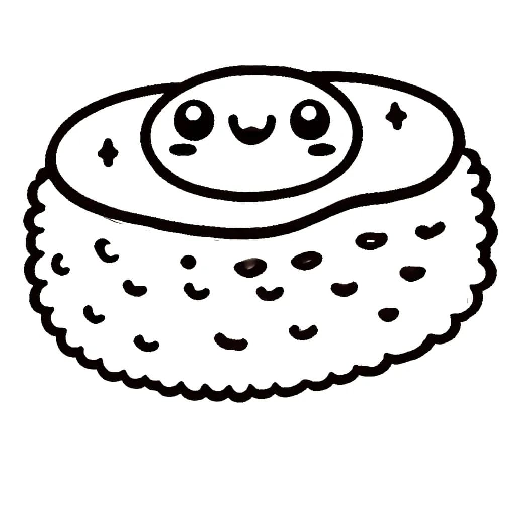 Desenho de um Sushi Muito Fofo para Colorir e Pintar