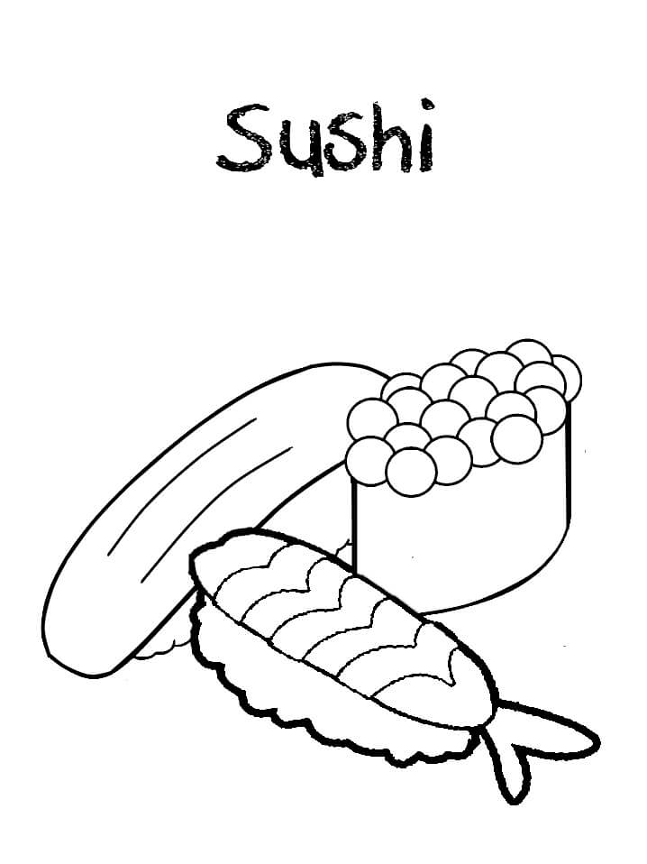 Desenho de Sushi Download para Imprimir e Colorir e Pintar