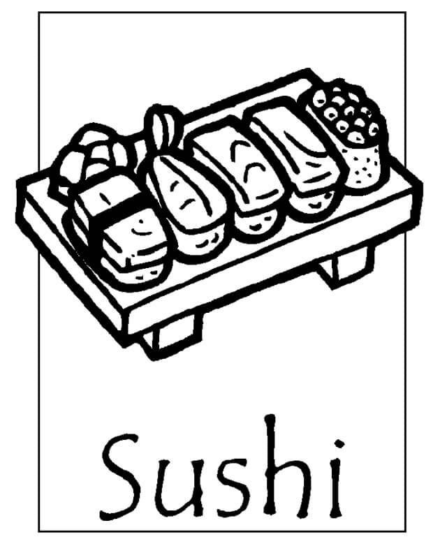 Desenho de Sushi Download Pdf para Colorir e Pintar