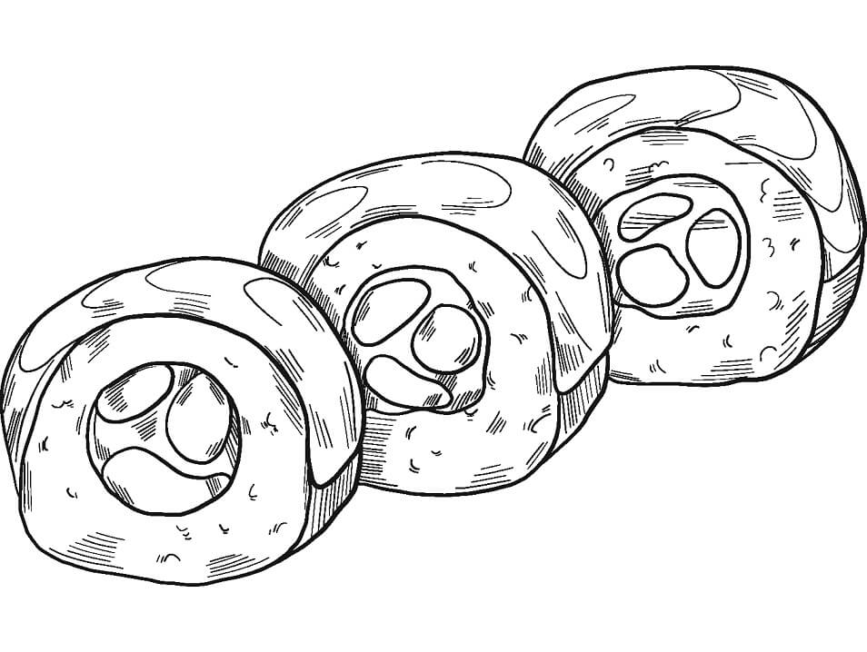 Desenho de Três Peças de Sushi Grátis para Colorir e Pintar