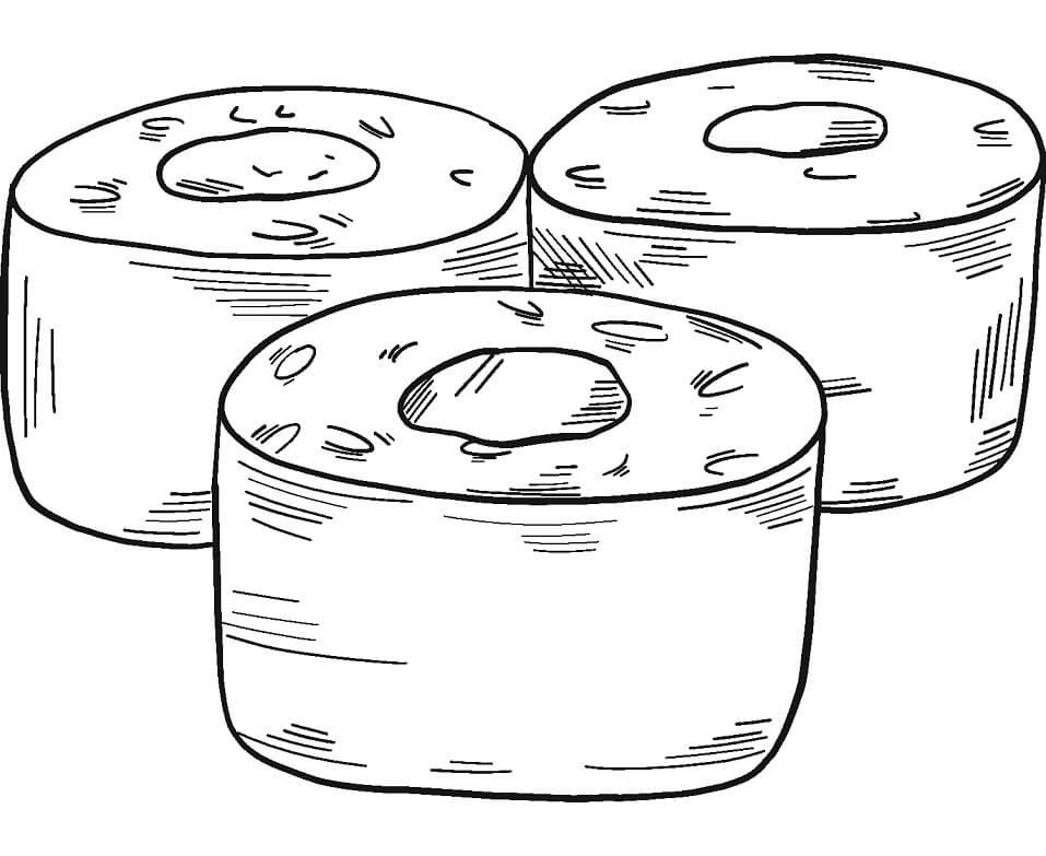 Desenho Realista de Sushi Grátis Pdf para Colorir e Pintar