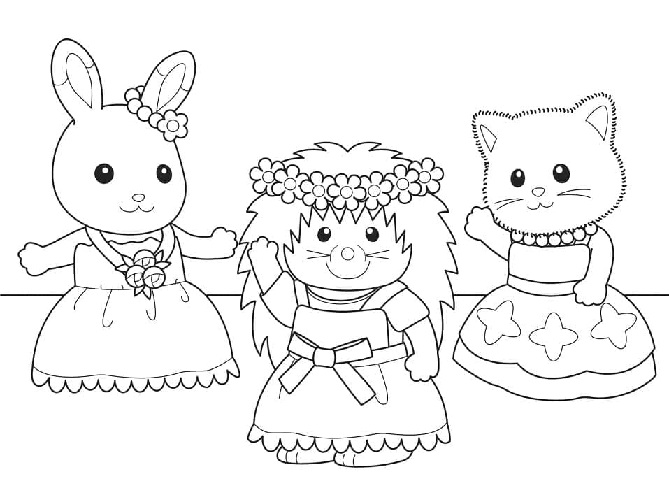 Desenho de Imprimivel Sylvanian Families para Colorir e Pintar