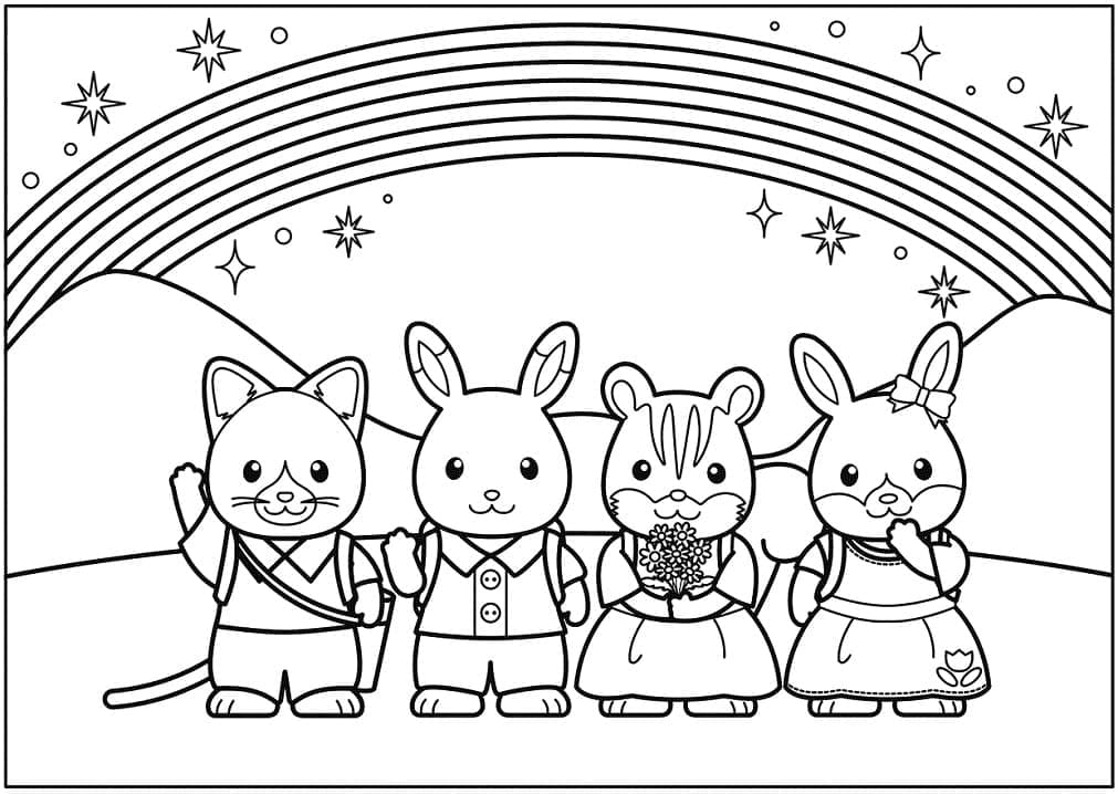 Desenho de Sylvanian Families Imprimivel para Crianças para Colorir e Pintar