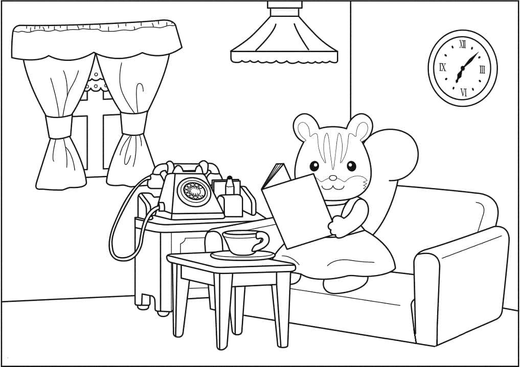 Desenho de Sylvanian Families Imprimivel para Colorir e Pintar