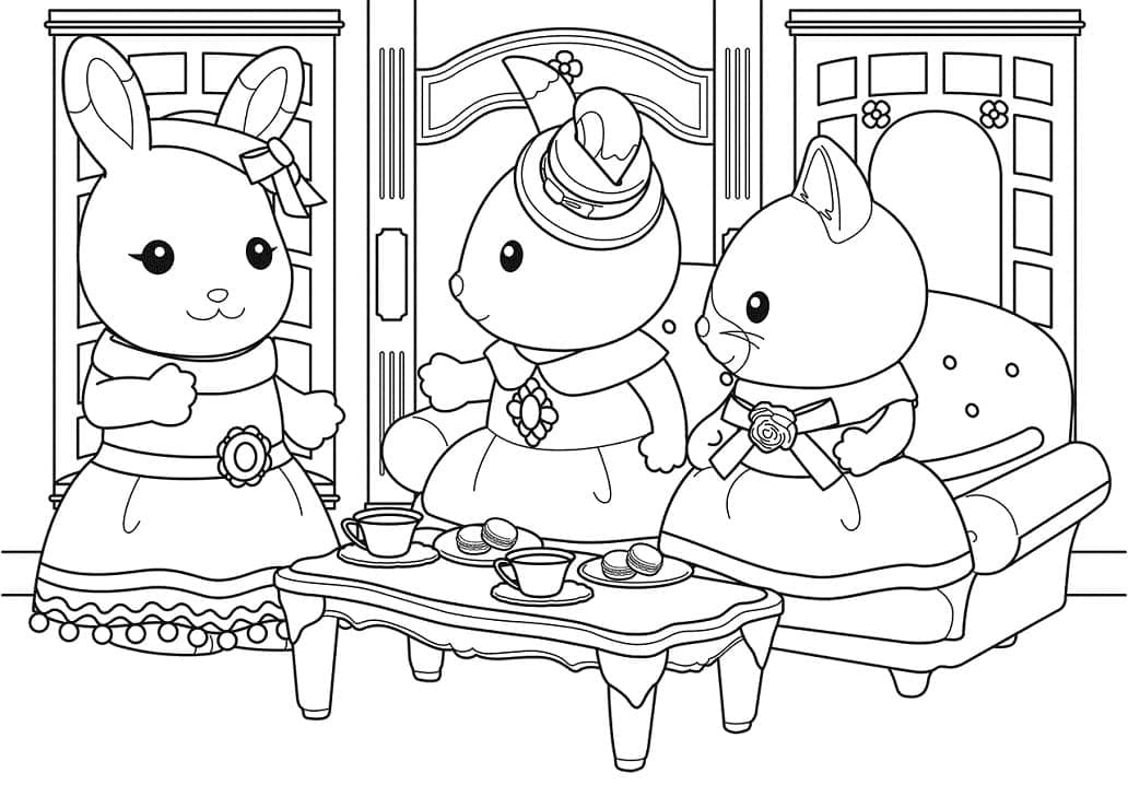 Desenho de Sylvanian Families para Crianças para Colorir e Pintar
