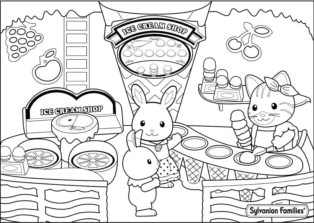 Desenho de Sylvanian Families para Colorir com Giz de Cera Download e Pintar