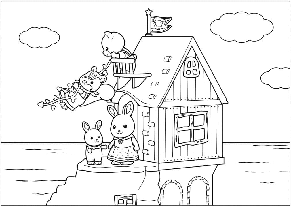 Desenho de Sylvanian Families para Colorir com Lápis de Cor e Pintar