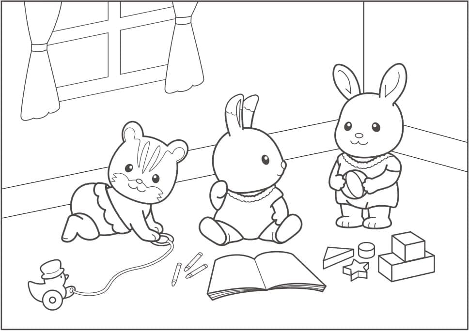 Desenho de Sylvanian Families para Colorir Online Pdf e Pintar