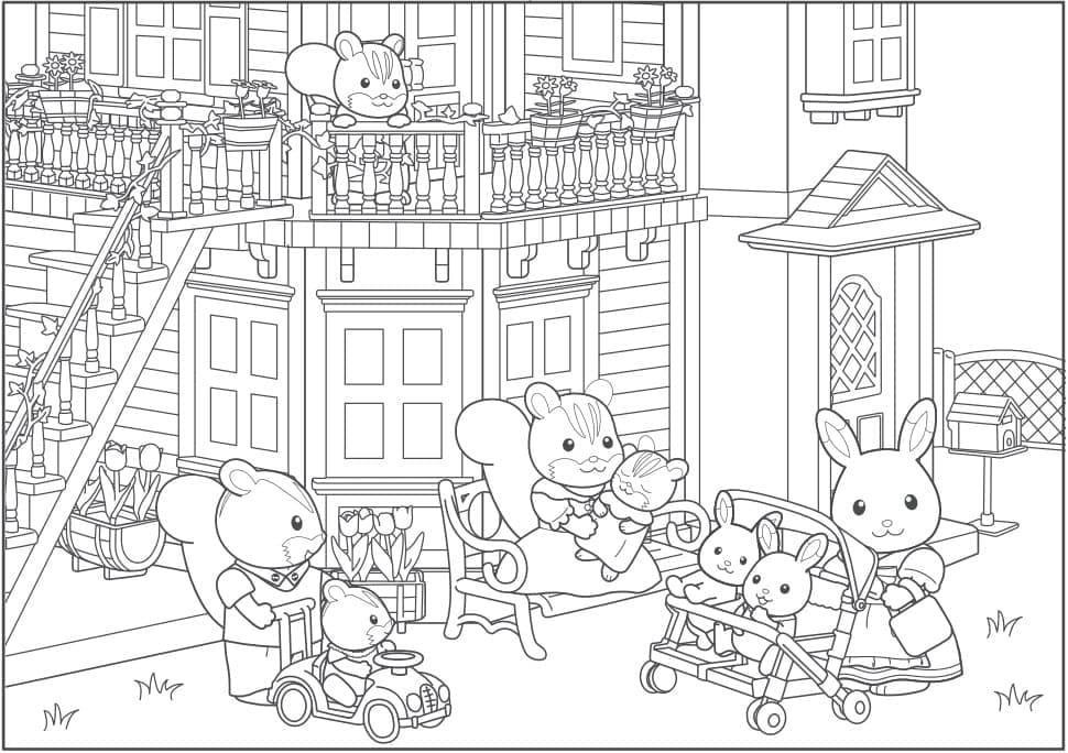 Desenho de Sylvanian Families para Imprimir em Pdf e Pintar
