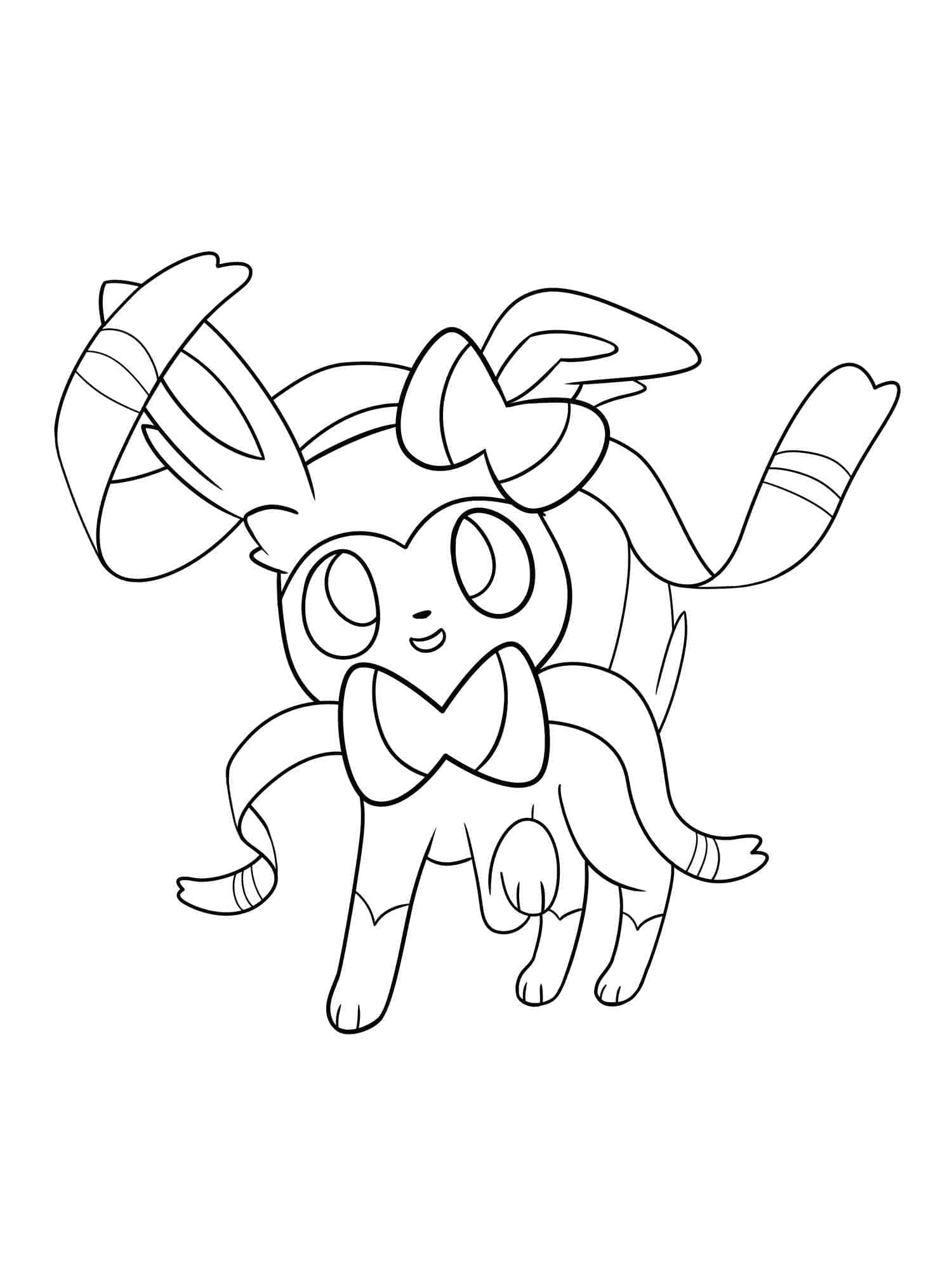 Desenho de Adorável Sylveon para Colorir e Pintar